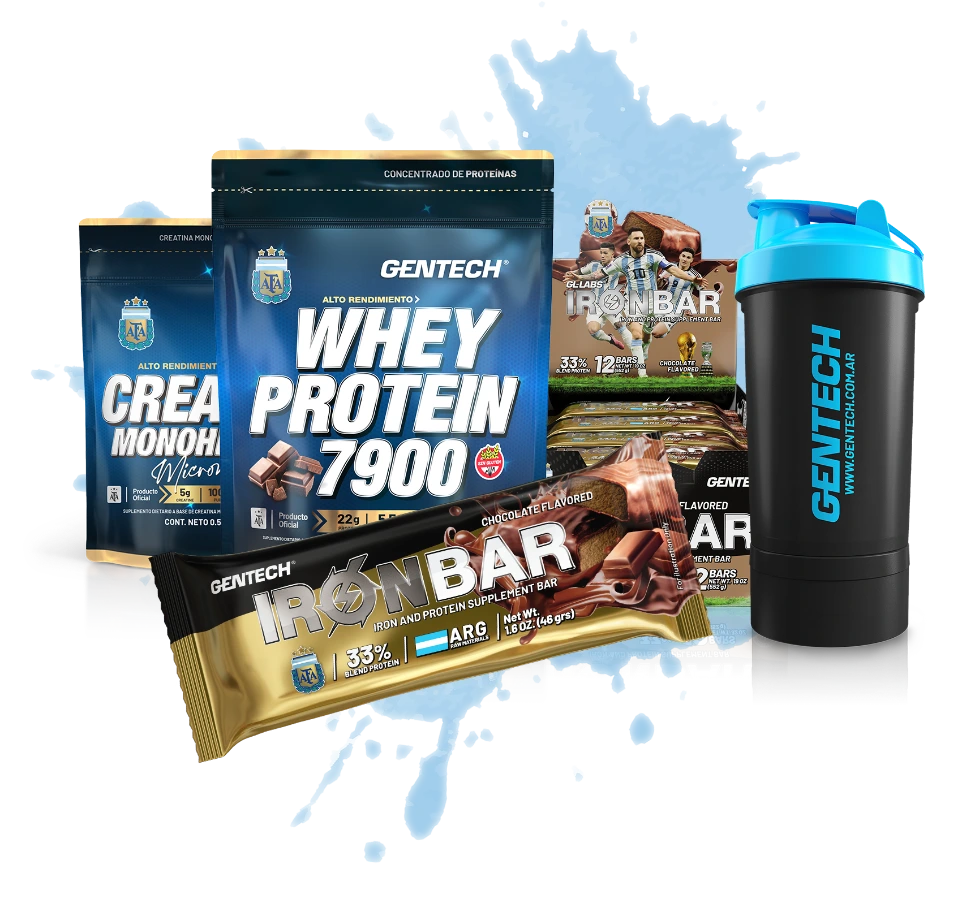 Whey Protein 7900 AFA, Creatina Iron Bar Vale otra Gentech